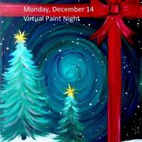 Winter Trees with a Bow. Painting selected for Virtual Paint Night. December, 14th 